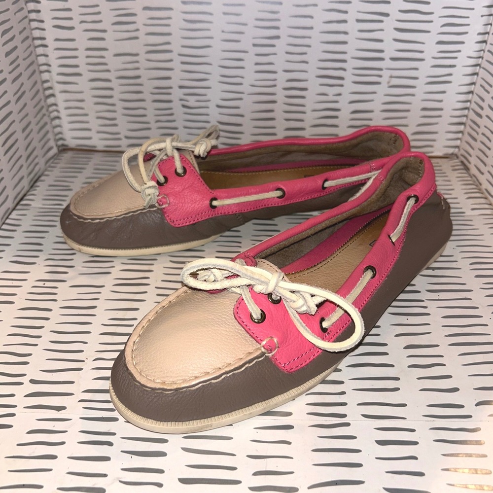Sperry Top-Sider Womens 8.5M Audrey Boat Shoes Pink Brown Leather Loafers